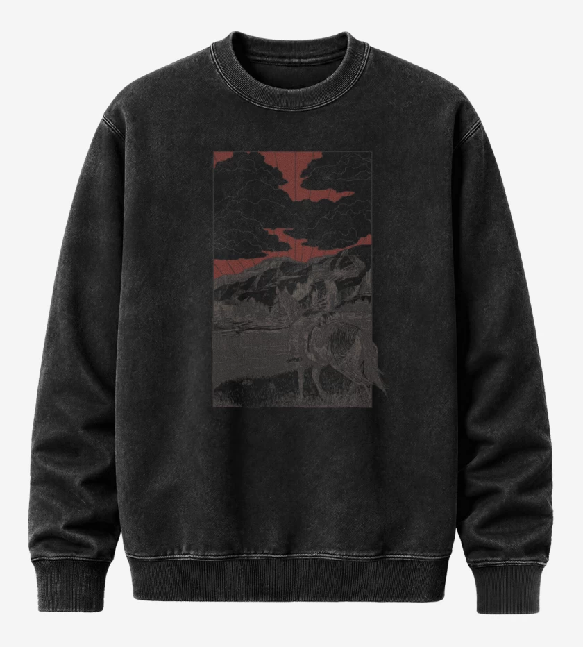 Poleron Polo Acid Wash Negro de Cabalgata de Morgan
