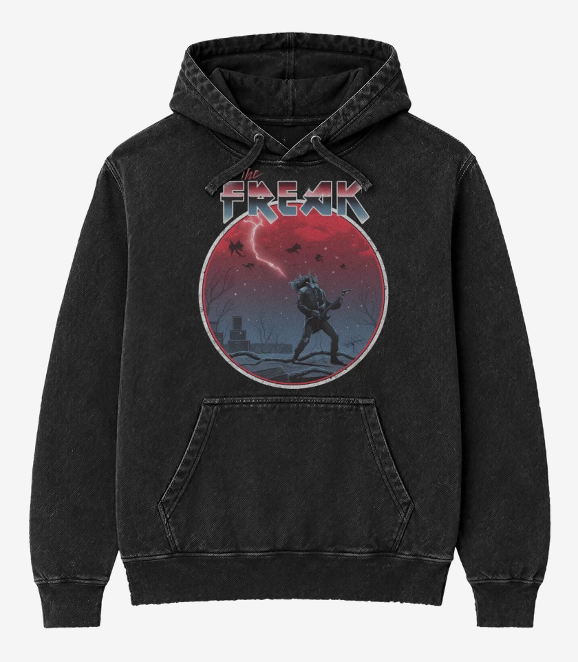 Poleron Canguro Acid Wash Negro de The Freak Eddie Munson
