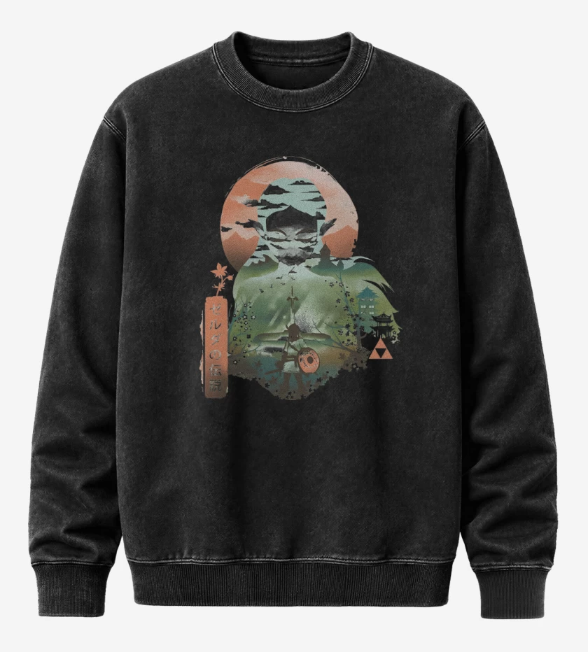 Poleron Polo Acid Wash Negro de Sabiduría