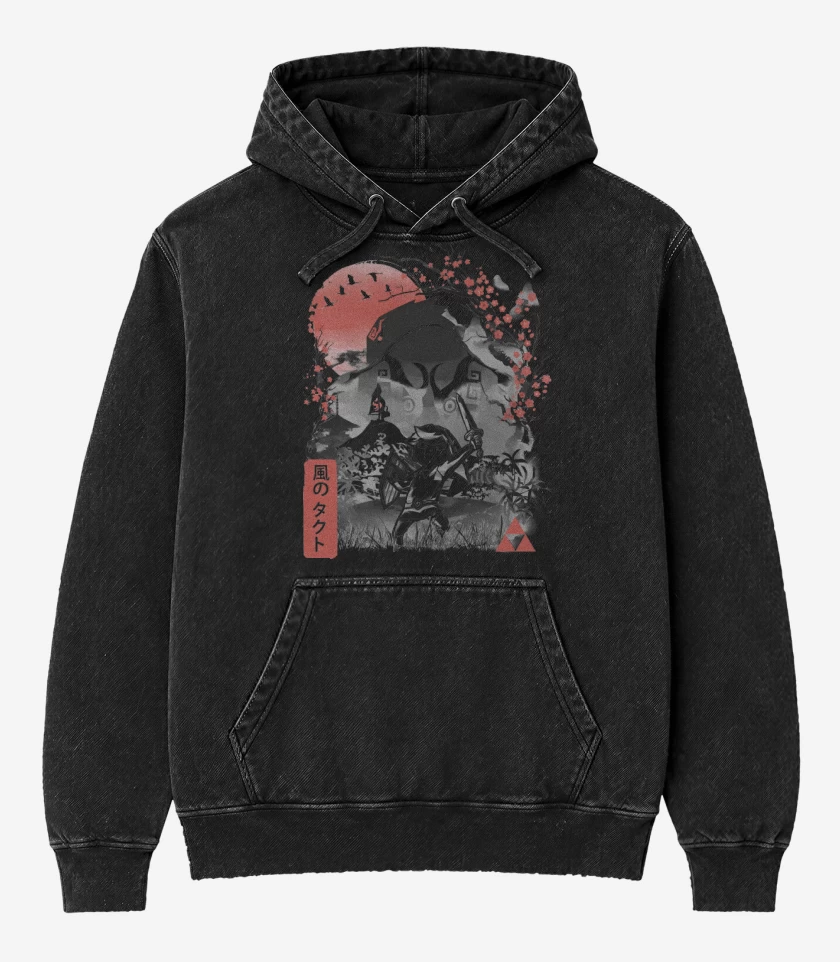 Poleron Canguro Acid Wash Negro de Alzamiento de Link
