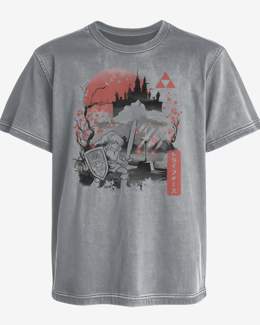 Polera desgastada Gris Melange de Link del Pasado