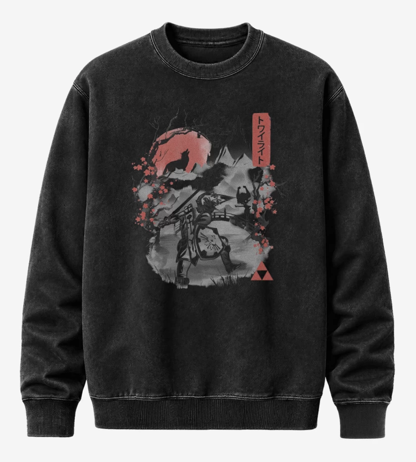 Poleron Polo Acid Wash Negro de Link Crepuscular