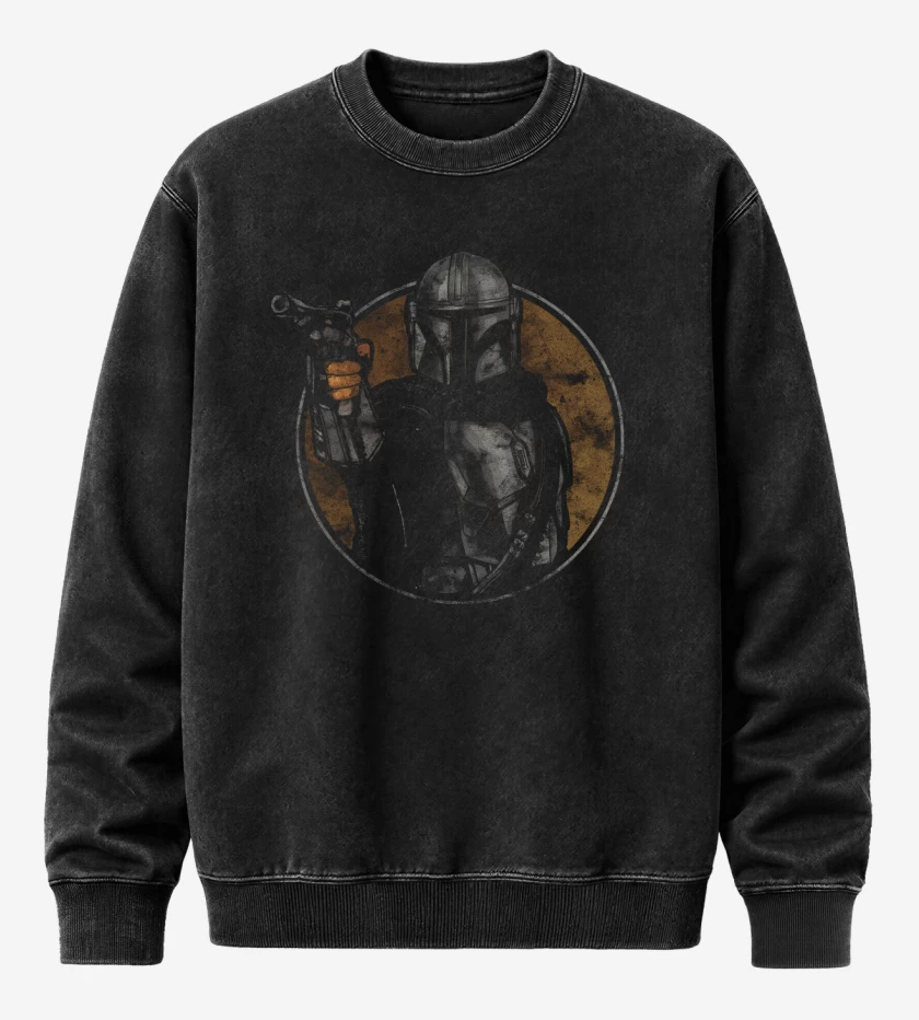 Poleron Polo Acid Wash Negro de Retro Mando