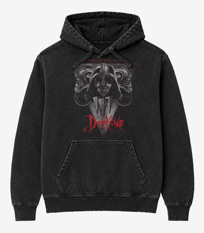 Poleron Canguro Acid Wash Negro de Darkside Hate Never Dies