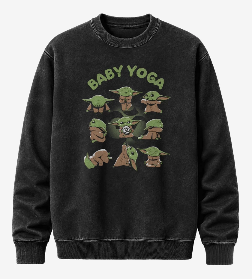 Poleron Polo Acid Wash Negro de Baby Yoga