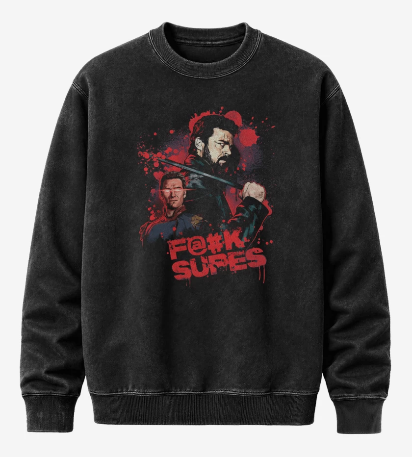 Poleron Polo Acid Wash Negro de Fuck Supes