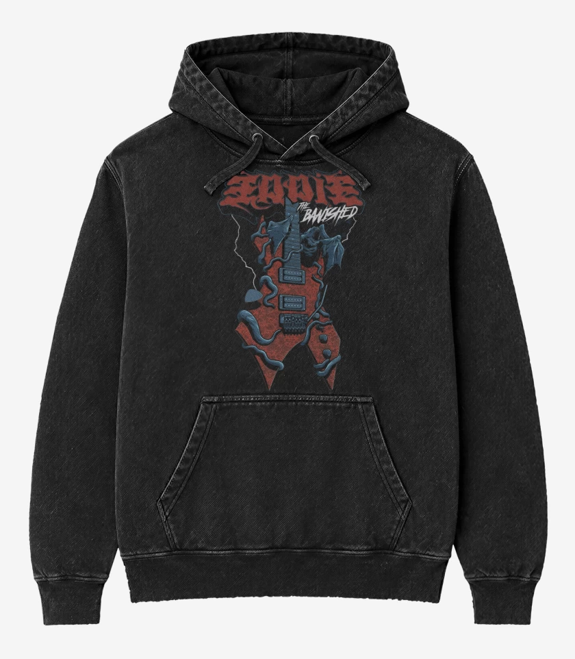Poleron Canguro Acid Wash Negro de The Banished