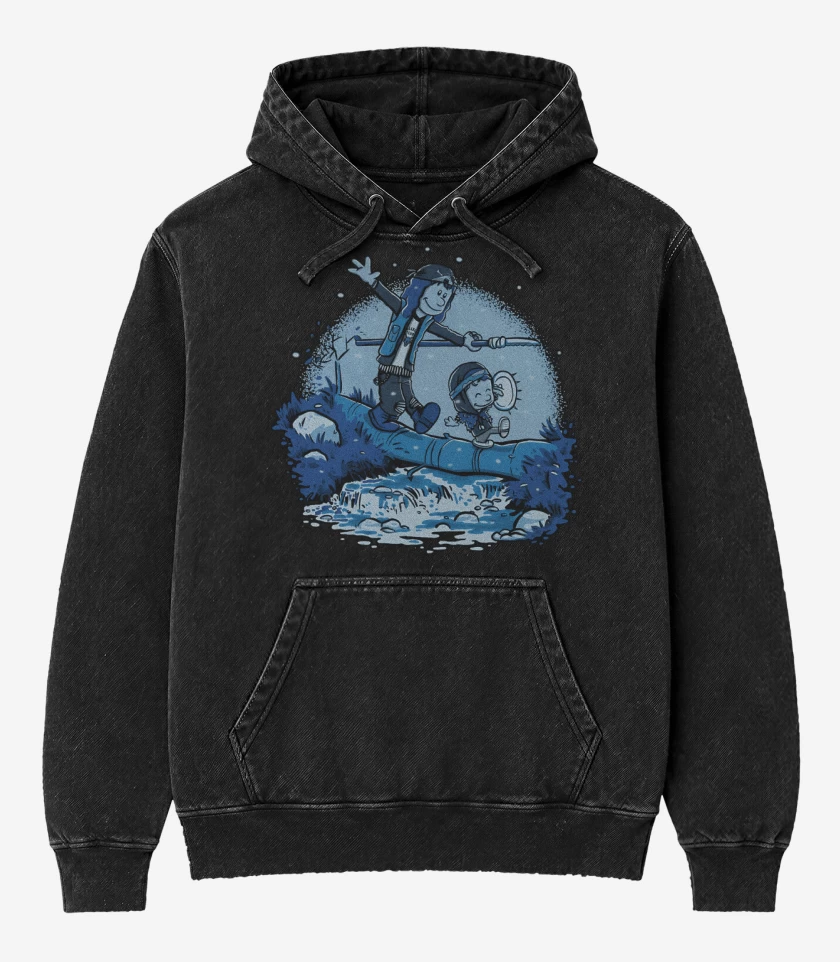 Poleron Canguro Acid Wash Negro de Eddie & Dustin Upside