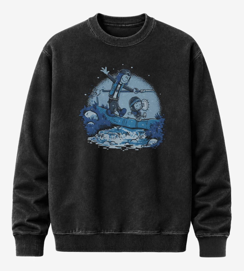 Poleron Polo Acid Wash Negro de Eddie & Dustin Upside
