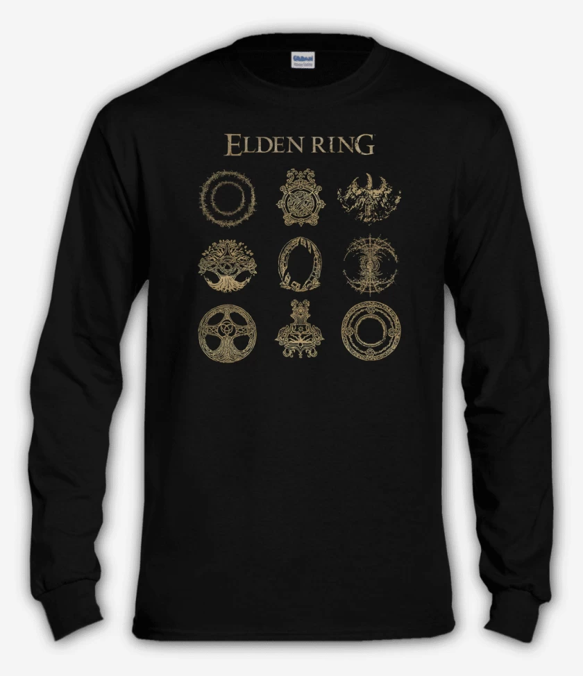 Polera manga larga Negro de Símbolos de Elden