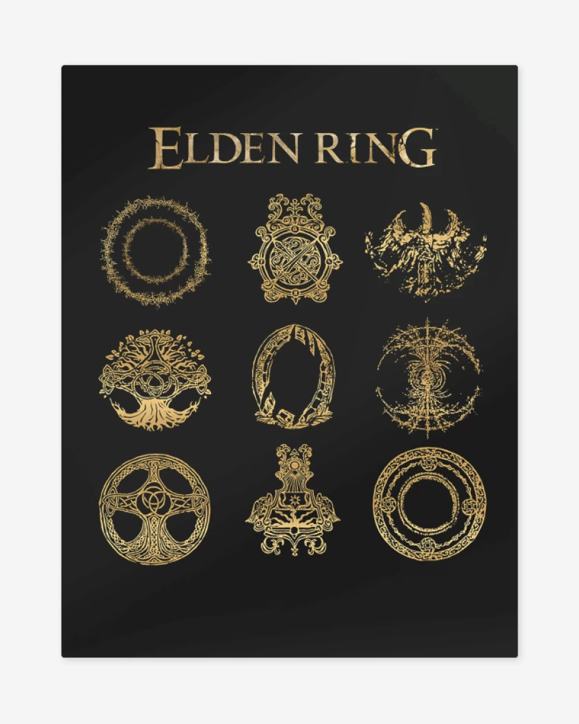 Print metalico Negro de Símbolos de Elden