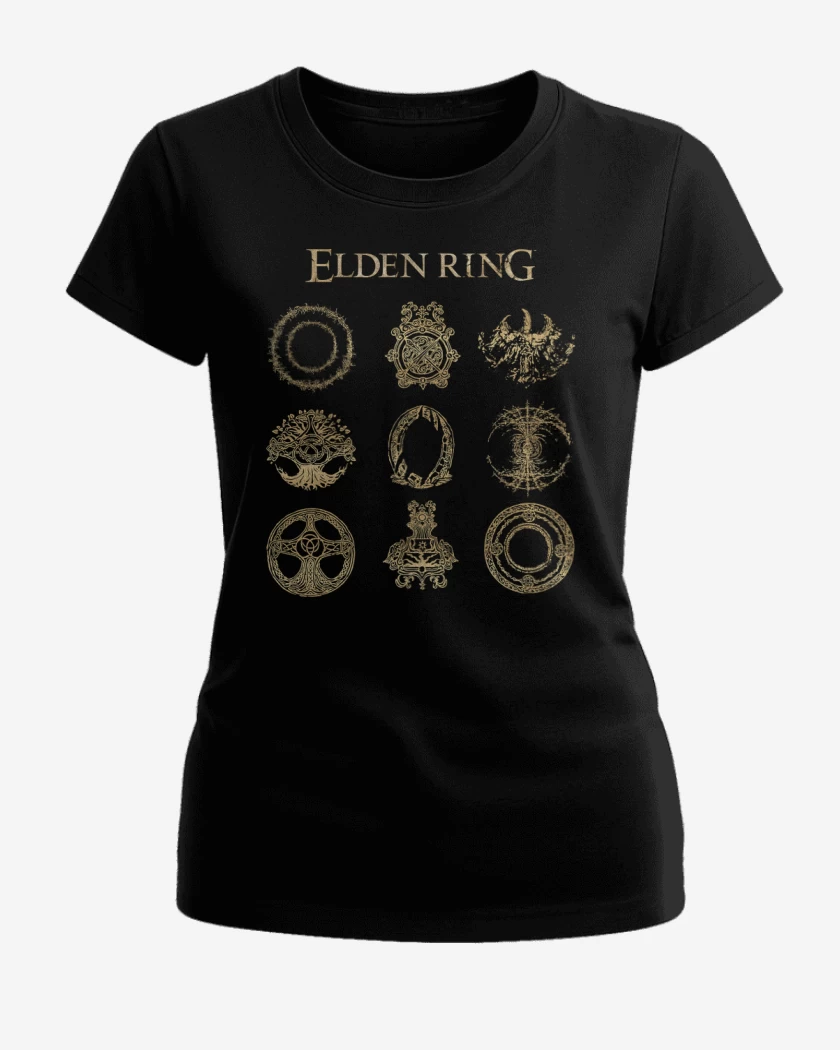 Polera de Mujer Negro de Símbolos de Elden