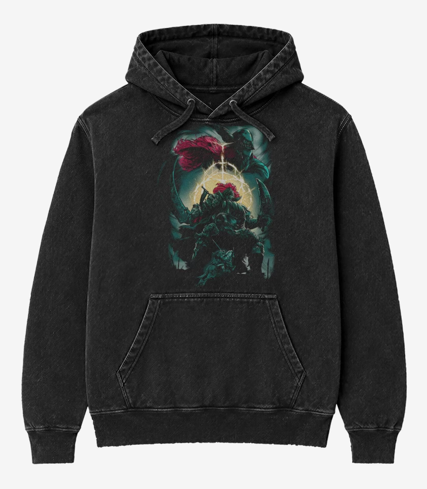 Poleron Canguro Acid Wash Negro de General Radahn x Malenia
