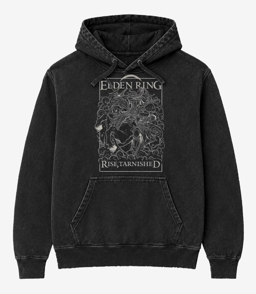 Poleron Canguro Acid Wash Negro de Rise Tarnished