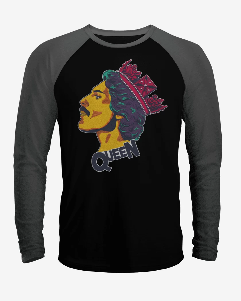 Polera Raglan Negro / Negro Heather de Queen Mercury