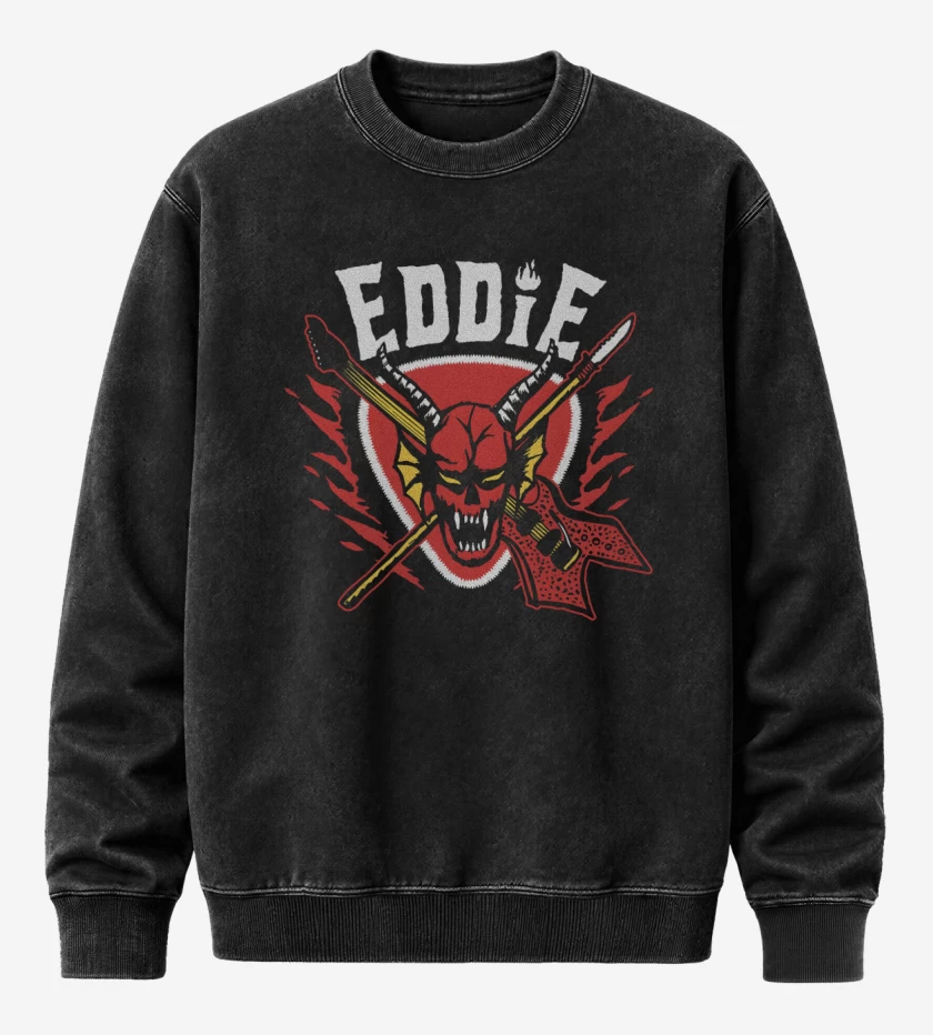 Poleron Polo Acid Wash Negro de Eddie Hellfire