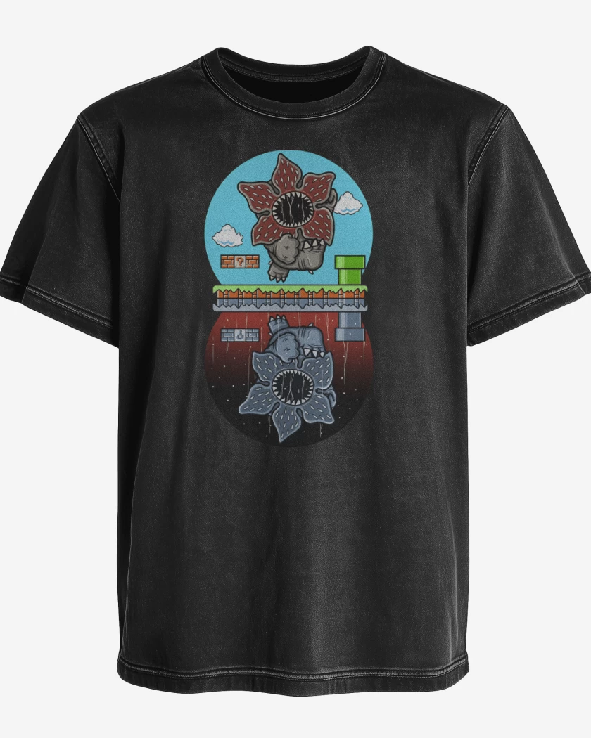 Polera desgastada Negro de Super Upside Down