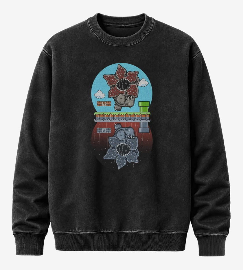Poleron Polo Acid Wash Negro de Super Upside Down
