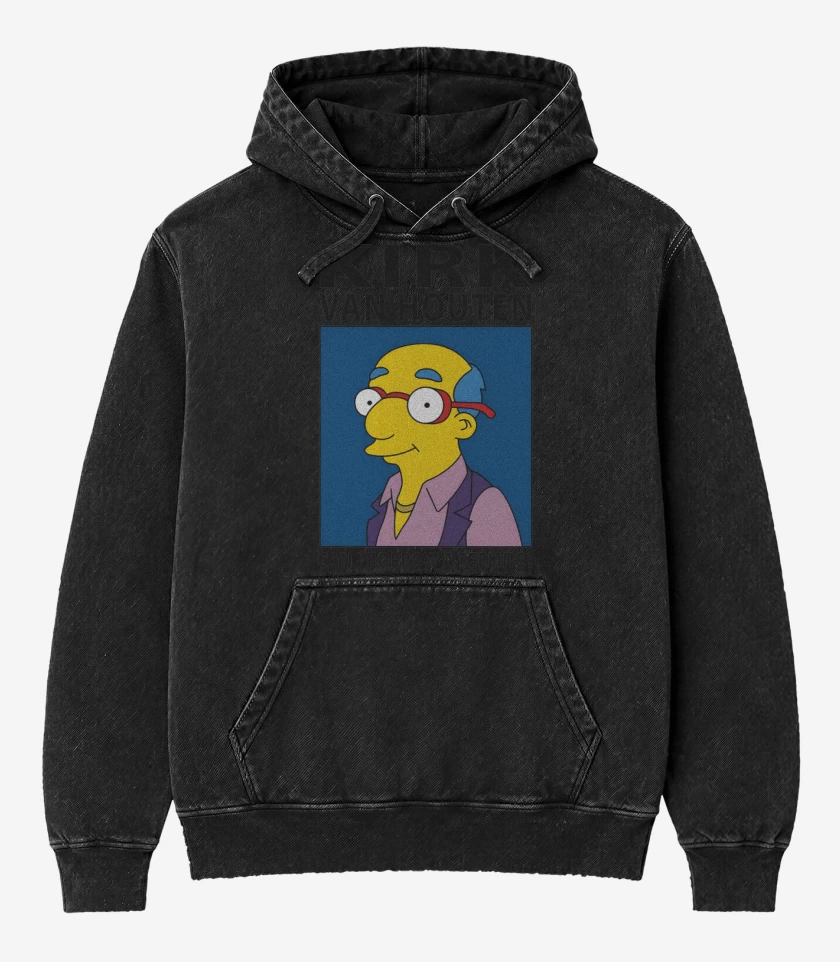 Poleron Canguro Acid Wash Negro de Kirk van Houten
