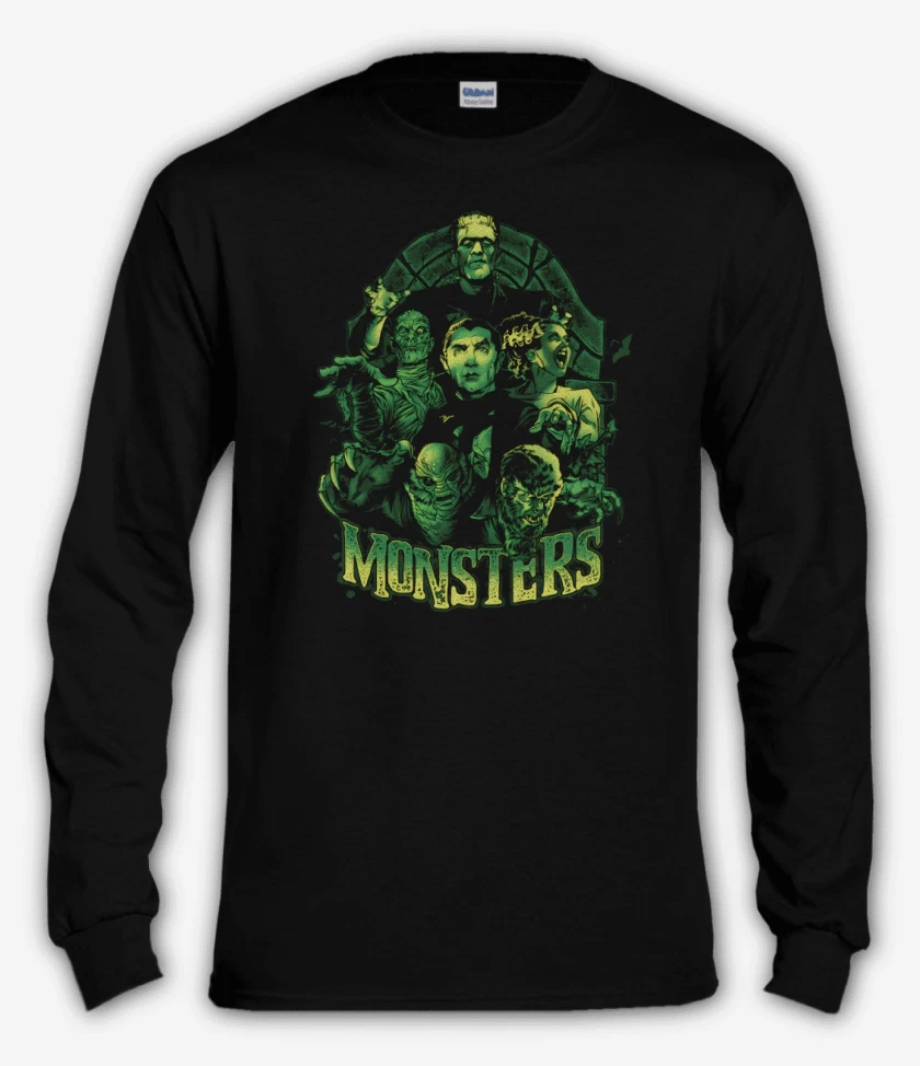 Polera manga larga Negro de Monstruos Clásicos
