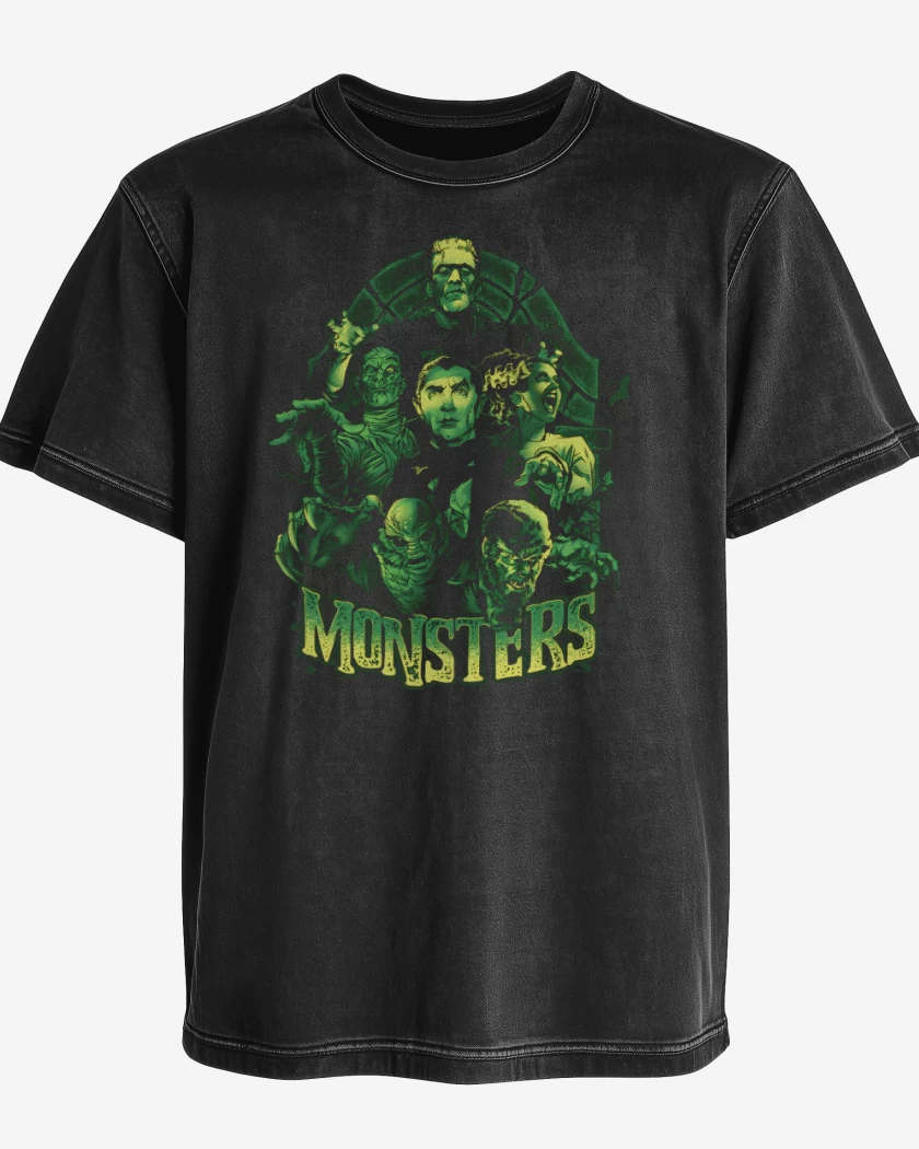 Polera desgastada Negro de Monstruos Clásicos