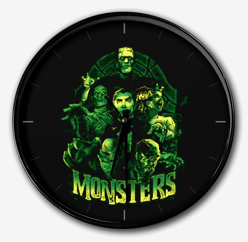 Reloj Negro de Monstruos Clásicos