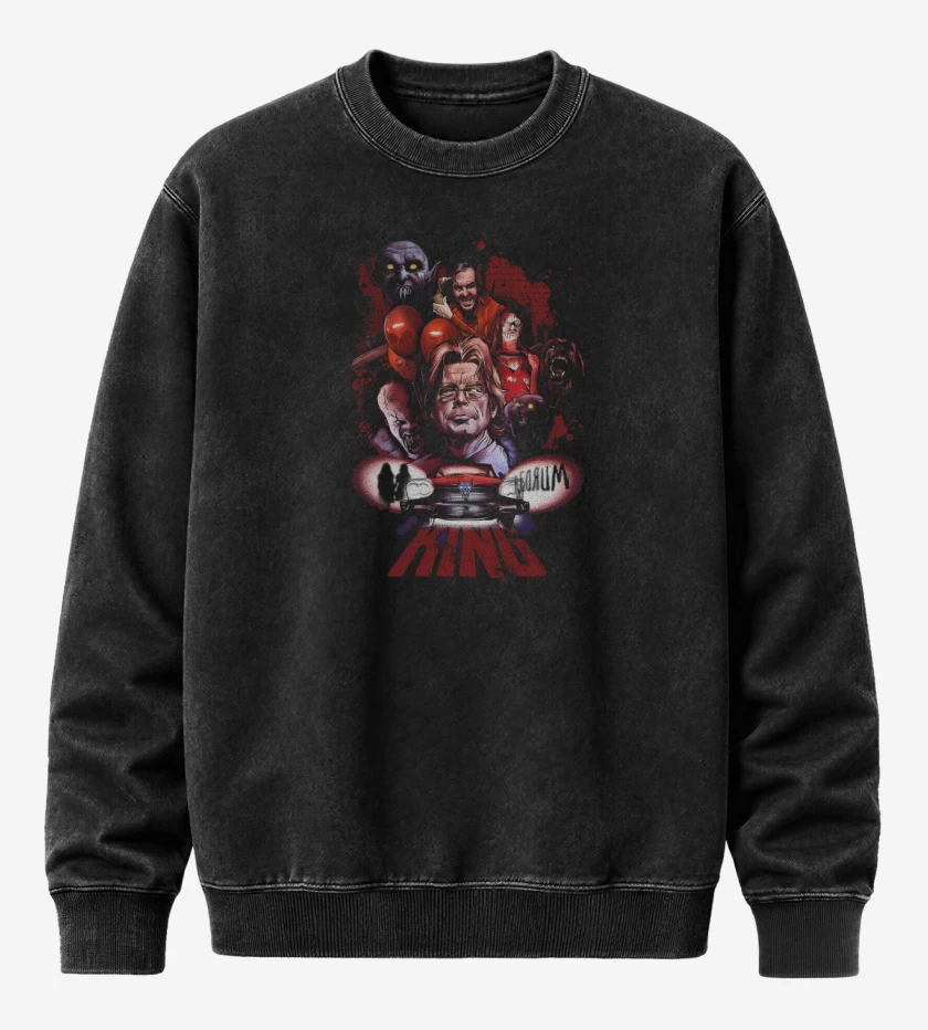 Poleron Polo Acid Wash Negro de King Horror