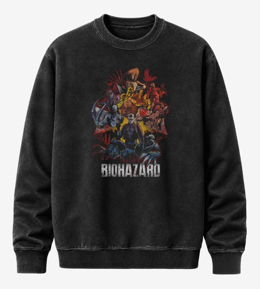 Poleron Polo Acid Wash Negro de Biohazard