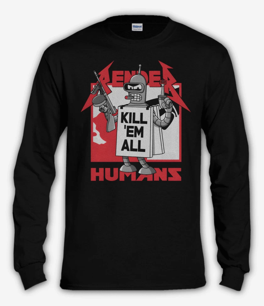 Polera manga larga Negro de Kill Em All Humans