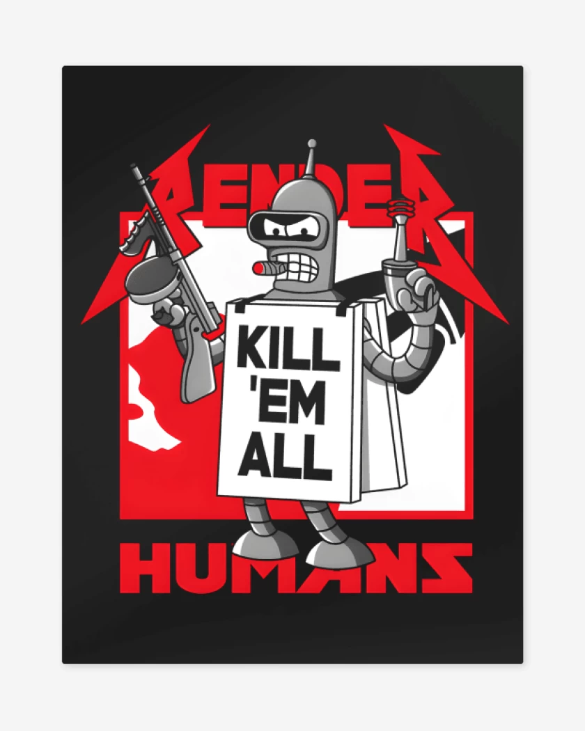 Print metalico Negro de Kill Em All Humans