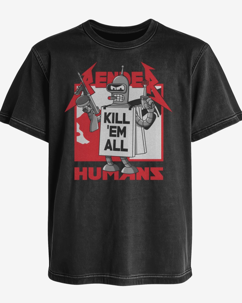 Polera desgastada Kill Em All Humans