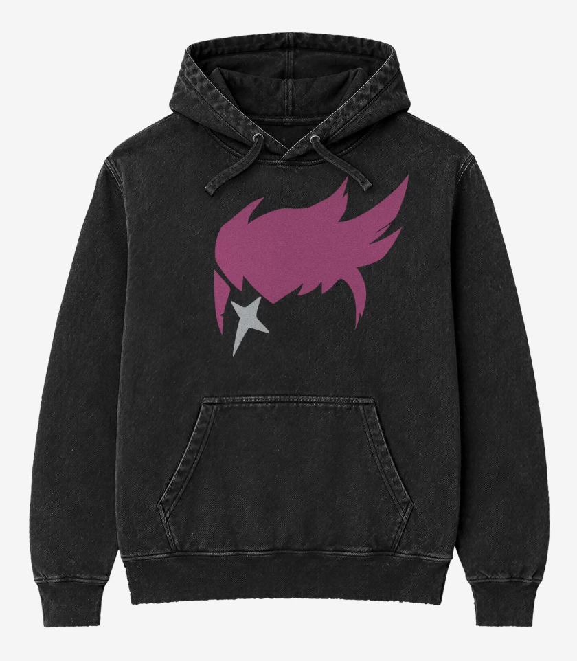 Poleron Canguro Acid Wash Negro de Zarya