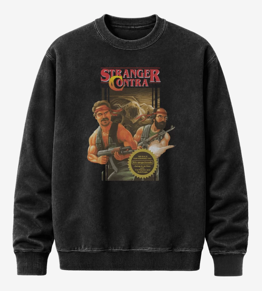Poleron Polo Acid Wash Negro de Stranger Contra