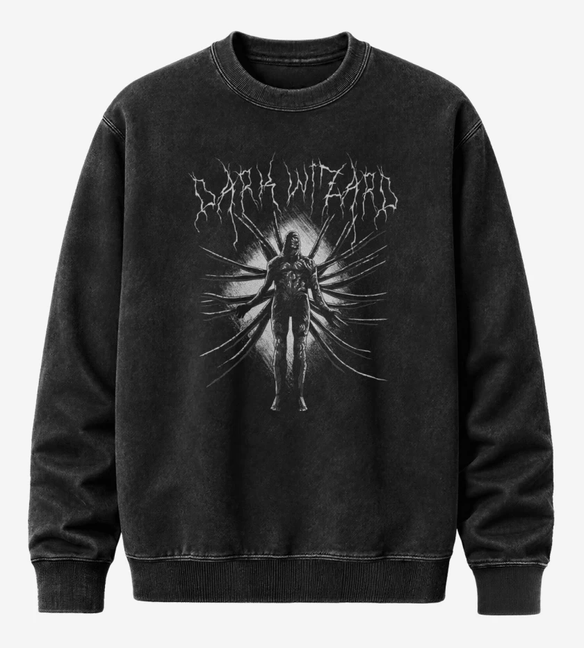 Poleron Polo Acid Wash Negro de Dark Wizard 