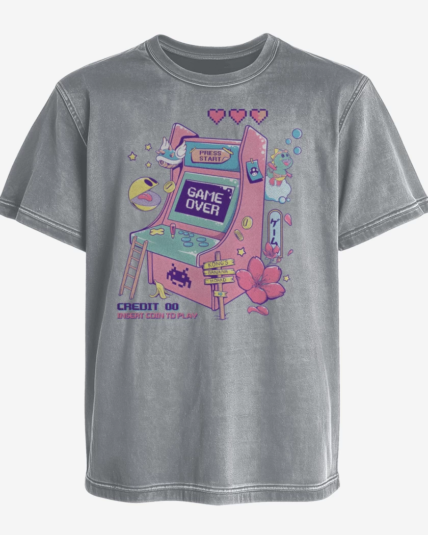 Polera desgastada Gris Melange de RetroArcade