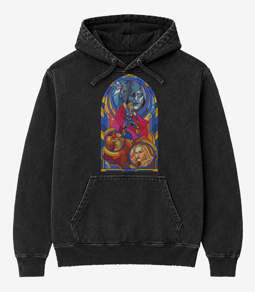 Poleron Canguro Acid Wash Negro de Thor Vitral