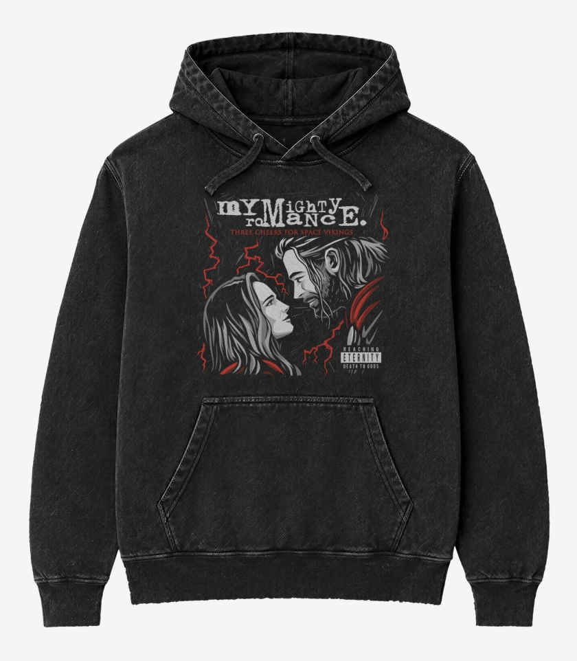 Poleron Canguro Acid Wash Negro de My Mighty Romance