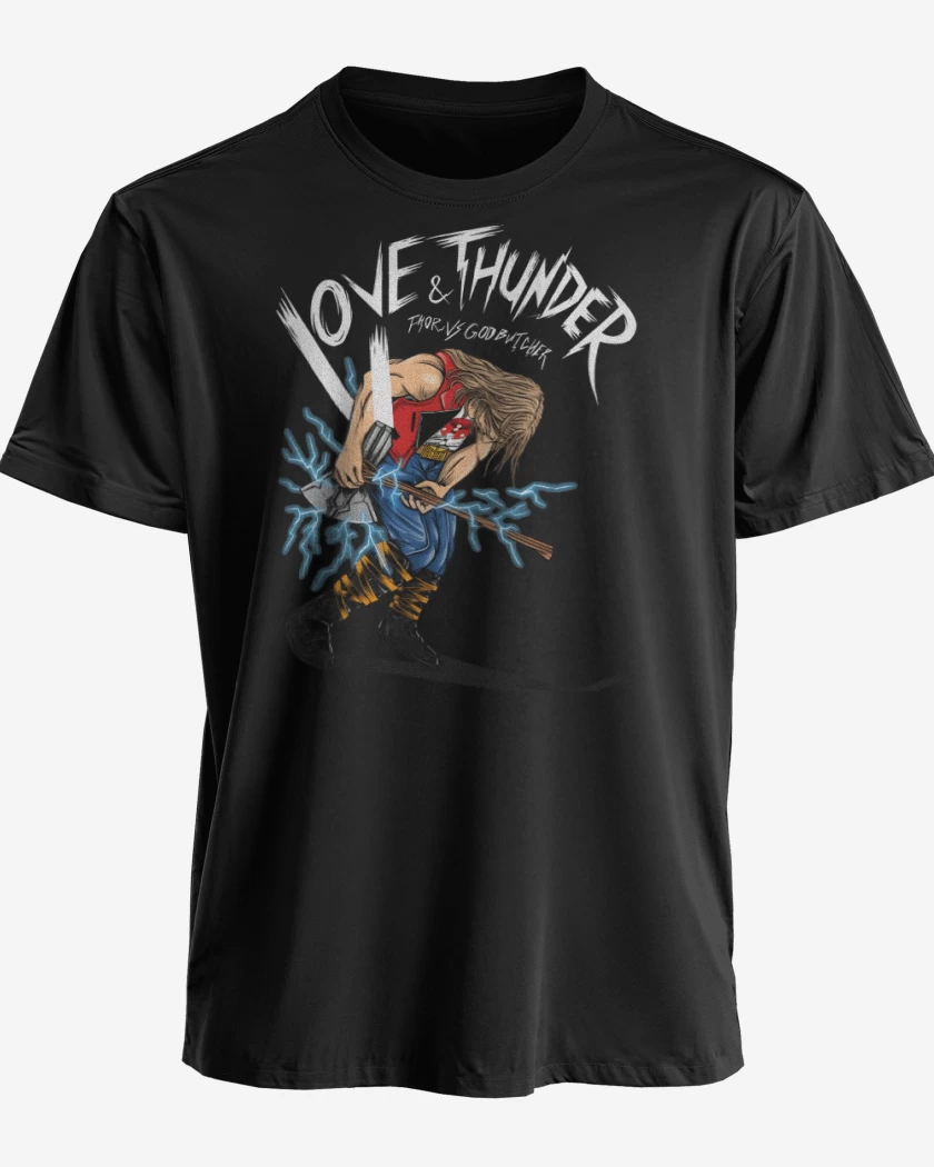 Polera premium Negro de Thor vs God Butcher