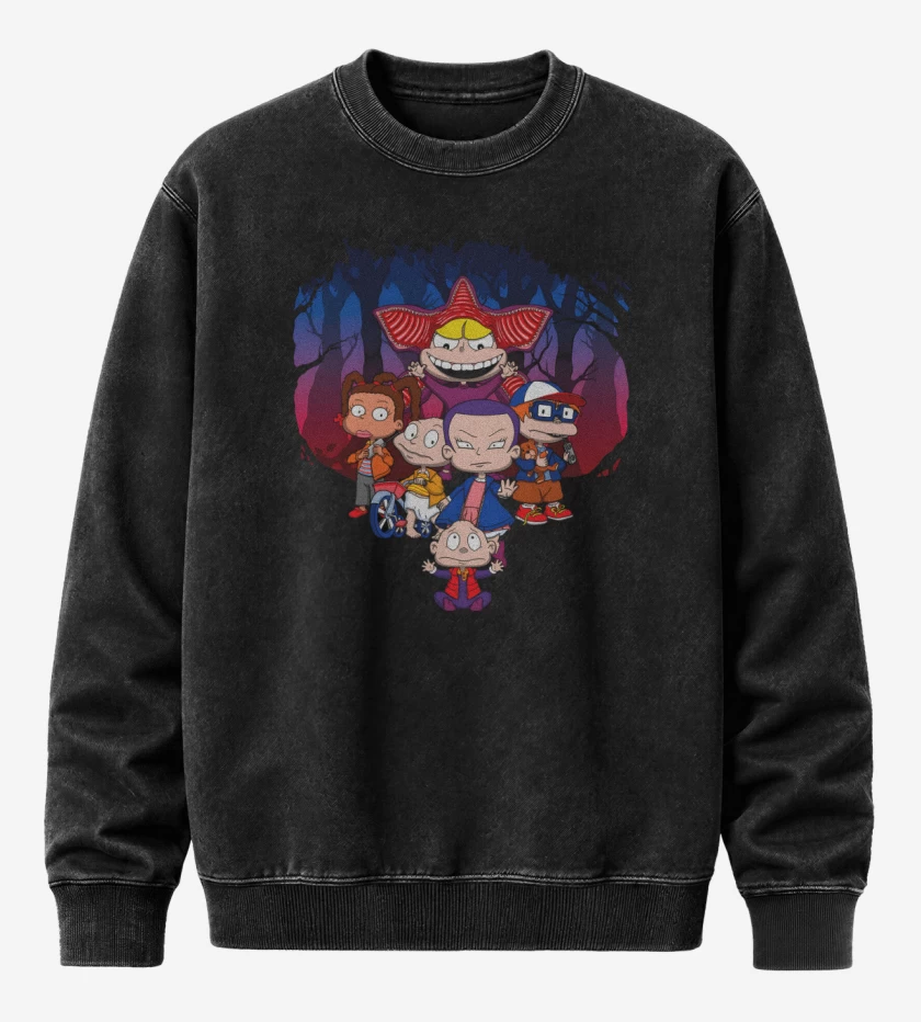 Poleron Polo Acid Wash Negro de Stranger Rugs