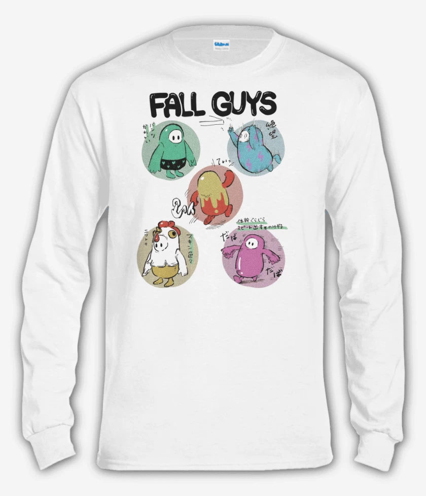 Polera manga larga Blanco de Fall Guys