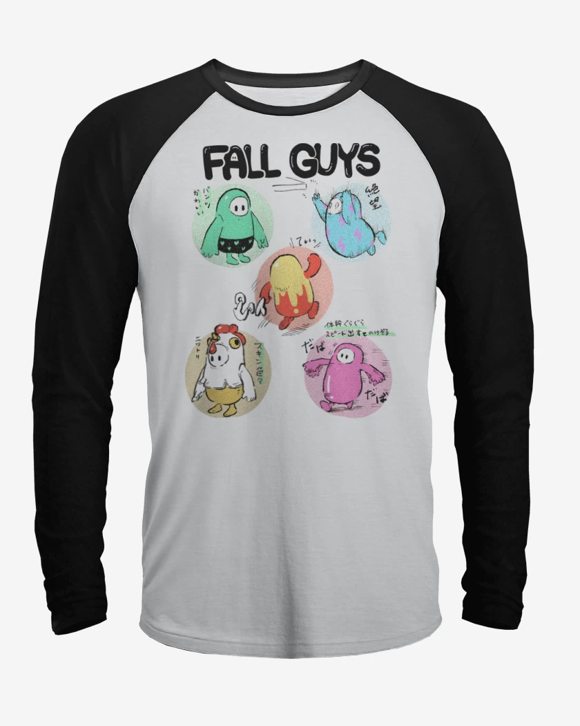 Polera Raglan Blanco / Negro de Fall Guys
