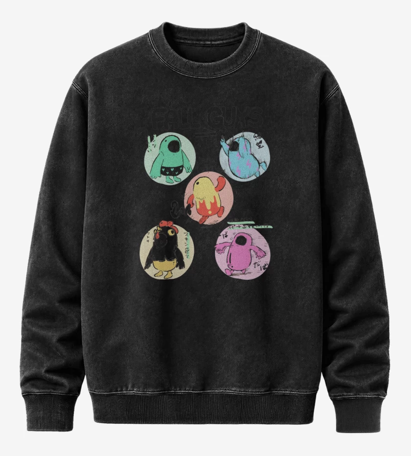 Poleron Polo Acid Wash Negro de Fall Guys