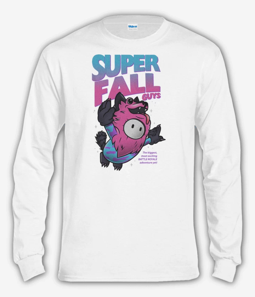 Polera manga larga Blanco de Super Fall Guys