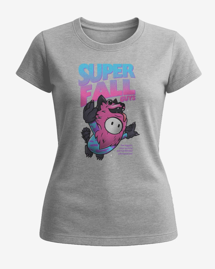 Polera de Mujer Gris Melange de Super Fall Guys