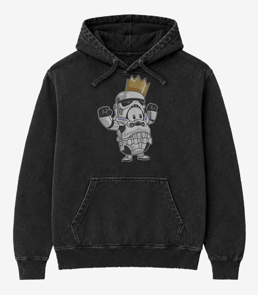 Poleron Canguro Acid Wash Negro de Fall Trooper Guy