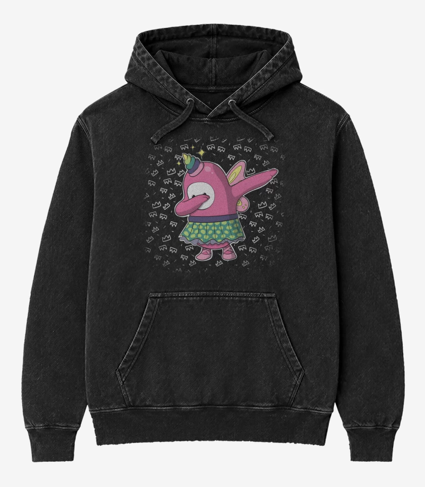 Poleron Canguro Acid Wash Negro de Fall Dab