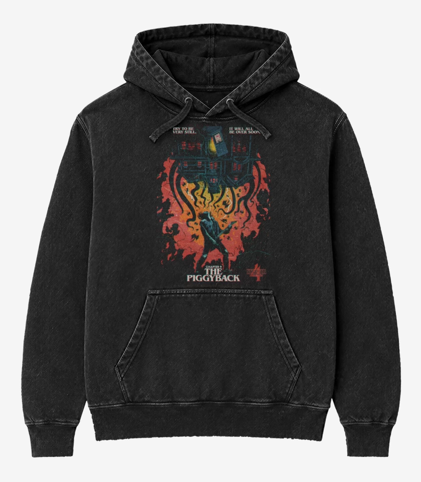 Poleron Canguro Acid Wash Negro de The Piggyback