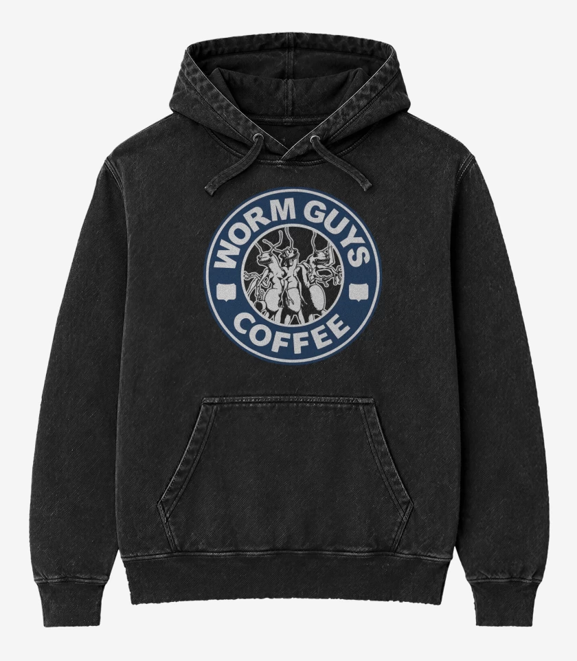 Poleron Canguro Acid Wash Negro de Worm Coffee