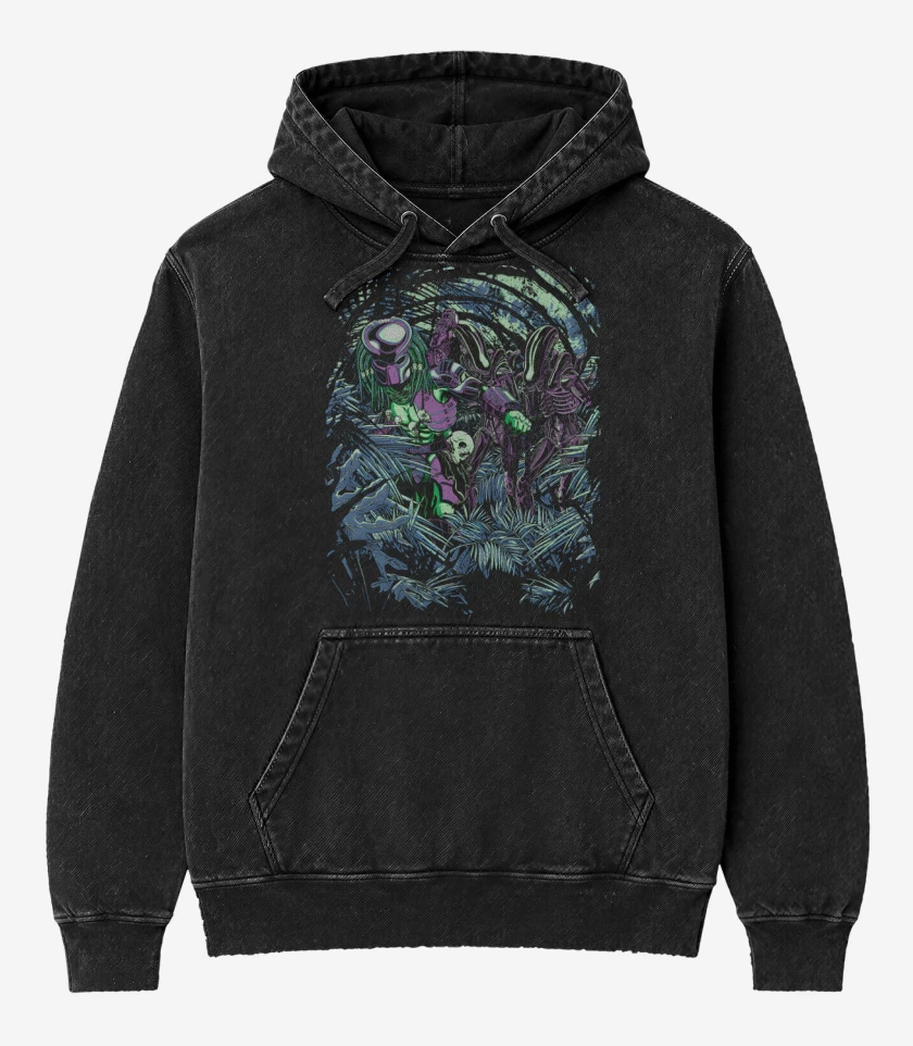 Poleron Canguro Acid Wash Negro de Welcome To The Jungle