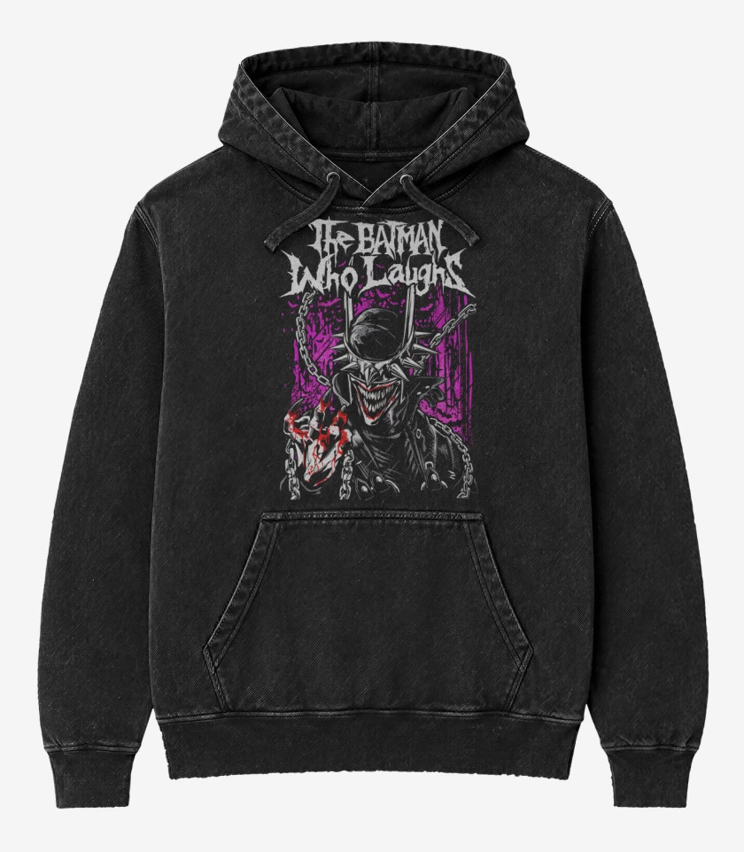 Poleron Canguro Acid Wash Negro de The Batman Who Laughs